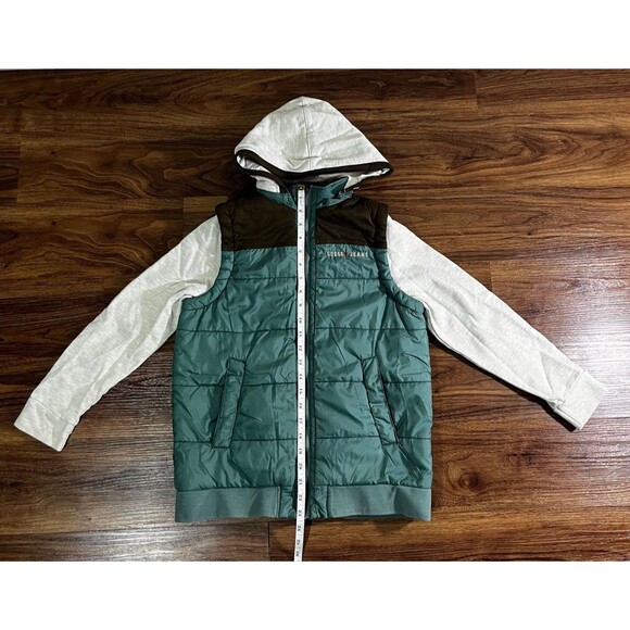 Guess Jeans Full Zip Up Hooded Long Sleeve Vest Jacket Boys Sz Large Blue - Picture 5 of 9